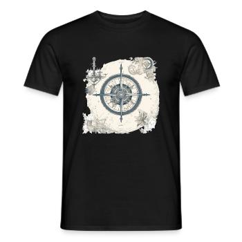 Old nautical chart - Men's T-Shirt - black - Front - AI Model Male 178 light (178cm)