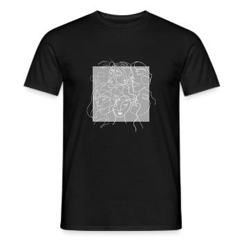 Gesichtslinie grau - Männer T-Shirt - Schwarz - Vorne - AI Model Male 178 light (178cm)