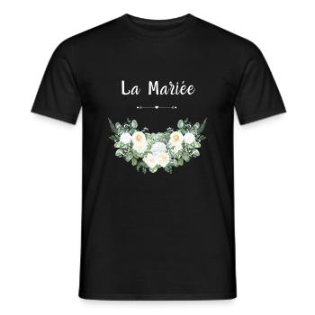 La mariée floral - T-shirt homme - noir - Devant - AI Model Male 178 light (178cm)
