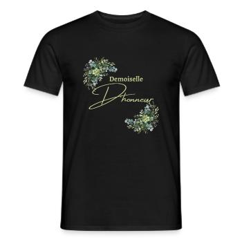 Demoiselle d’honneur floral - T-shirt homme - noir - Devant - AI Model Male 178 light (178cm)