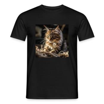 Main Coon bébé chat, joueur et ultra mignon - T-shirt homme - noir - Devant - AI Model Male 178 light (178cm)