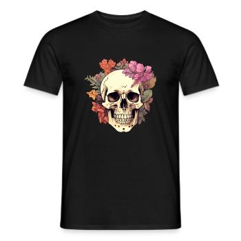 Botanical skull - Men's T-Shirt - black - Front - AI Model Male 178 light (178cm)