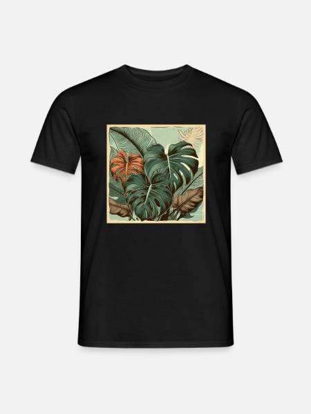 Vintage Monstera Pflanzen - Männer T-Shirt - Schwarz