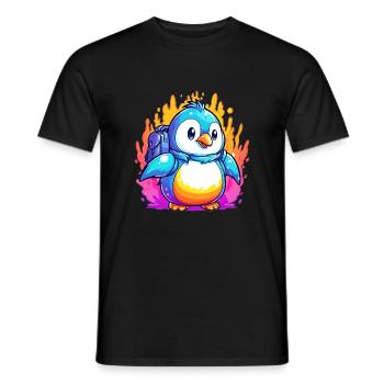 Pingouin en mouvement - T-shirt homme - noir - Devant - AI Model Male 178 light (178cm)