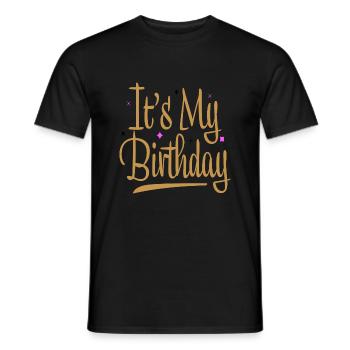 C’est mon anniversaire - T-shirt homme - noir - Devant - AI Model Male 178 light (178cm)