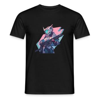 Cyberpunk Manga Kriger - Men's T-Shirt - black - Front - AI Model Male 178 light (178cm)