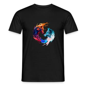 Harmonie des loups / Loups Ying et Yang multicolores - T-shirt homme - noir - Devant - AI Model Male 178 light (178cm)