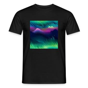 Northern Lights Glow: Northern Lights Collection - Men's T-Shirt - black - Front - AI Model Male 178 light (178cm)