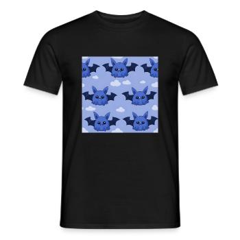 Whimsical Winged Friends: Süße Comic-Fledermäuse - Männer T-Shirt - Schwarz - Vorne - AI Model Male 178 light (178cm)