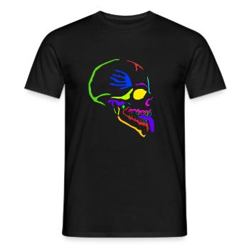 Crâne coloré rétro, design des années 90 et amour de l’art - T-shirt homme - noir - Devant - AI Model Male 178 light (178cm)