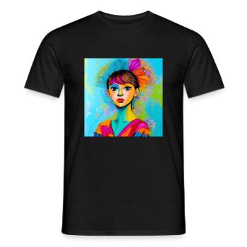 Colorful girl - Men's T-Shirt - black - Front - AI Model Male 178 light (178cm)
