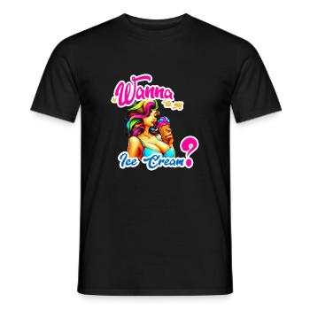 Wanna Ice Cream ? - T-shirt homme - noir - Devant - AI Model Male 178 light (178cm)