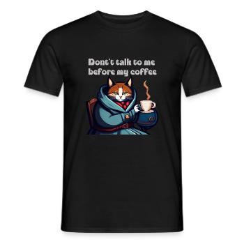 Drôle de chat et de café - T-shirt homme - noir - Devant - AI Model Male 178 light (178cm)