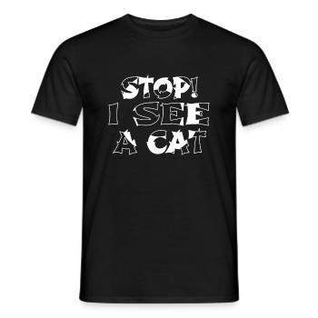 Happy Black Cat Long Sleeve Shirts Gift Idea - Men's T-Shirt - black - Front - AI Model Male 178 light (178cm)