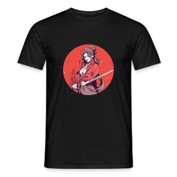 Samurai Girl - Männer T-Shirt - Schwarz - Vorne - AI Model Male 178 light (178cm)