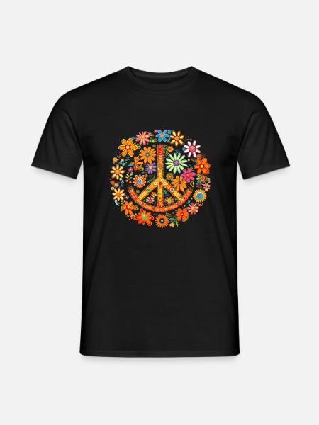 Peace in Flowers - Men's T-Shirt - black
