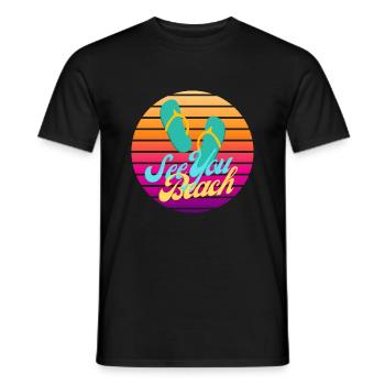 "See You Beach" Spruch - Männer T-Shirt - Schwarz - Vorne - AI Model Male 178 light (178cm)