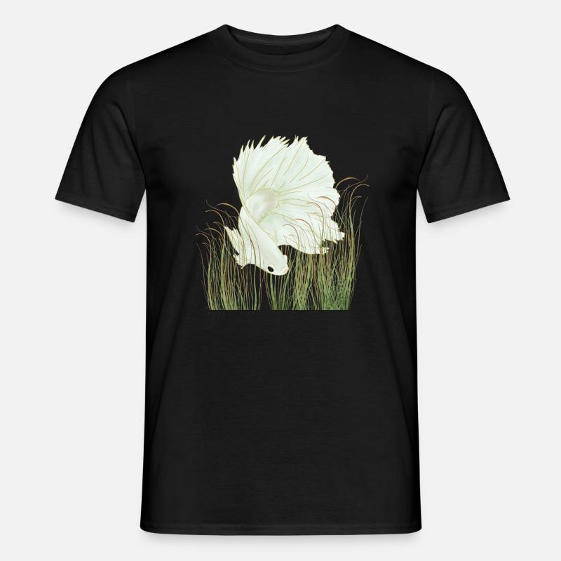 Betta Splendens Halfmoon Weiß - Männer T-Shirt - Schwarz