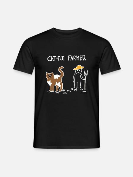 Cattle Cat Farmer (White) - Men's T-Shirt - black