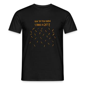 Woher weißt du, dass ich eine Katze habe (goldgelbe Katze) - Männer T-Shirt - Schwarz - Vorne - AI Model Male 178 light (178cm)
