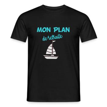 Mon plan de retraite la voile - T-shirt homme - noir - Devant - AI Model Male 178 light (178cm)