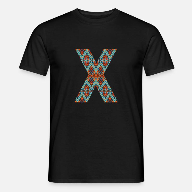 Buchstabe X- Boho-Design, buntes Monogramm - Männer T-Shirt - Schwarz