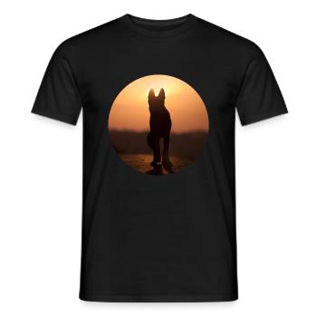 Deutscher Schäferhund / Wolf Silhouette - Männer T-Shirt - Schwarz - Vorne - AI Model Male 178 light (178cm)