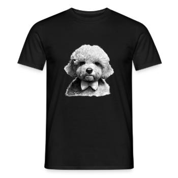 Hundehalter Pudel Hundewelpe mit Fliege Pudelwelpe - Männer T-Shirt - Schwarz - Vorne - AI Model Male 178 light (178cm)