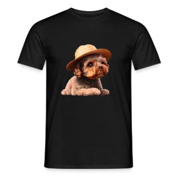 puppy poodle dog owner poodle puppy dog love - Men's T-Shirt - black - Front - AI Model Male 178 light (178cm)