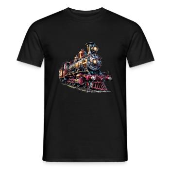 Das Bild einer alten Dampflokomotive - Männer T-Shirt - Schwarz - Vorne - AI Model Male 178 light (178cm)