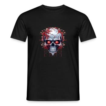 Dämonischer Totenkopf mit roten Augen - Männer T-Shirt - Schwarz - Vorne - AI Model Male 178 light (178cm)