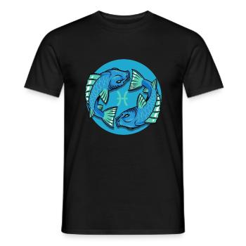 Zodiac - Star Sign - Pisces - neg - Männer T-Shirt - Schwarz - Vorne - AI Model Male 178 light (178cm)