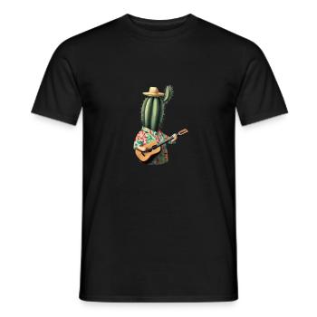 Cactus Star Flower Shirt and Guitar Vibes - Men's T-Shirt - black - Front - AI Model Male 178 light (178cm)
