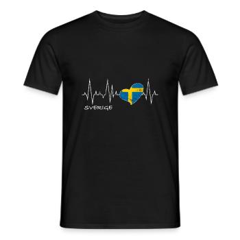 Heartbeat Sverige Flagge Heart - Männer T-Shirt - Schwarz - Vorne - AI Model Male 178 light (178cm)
