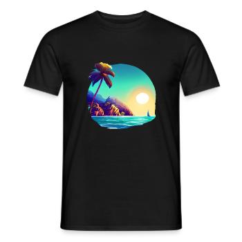 Palm Beach Summer Holiday Palm Island Sun - Men's T-Shirt - black - Front - AI Model Male 178 light (178cm)