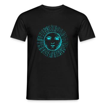 sonne gesicht spirit neon blau sonnengott yoga zen - Männer T-Shirt - Schwarz - Vorne - AI Model Male 178 light (178cm)