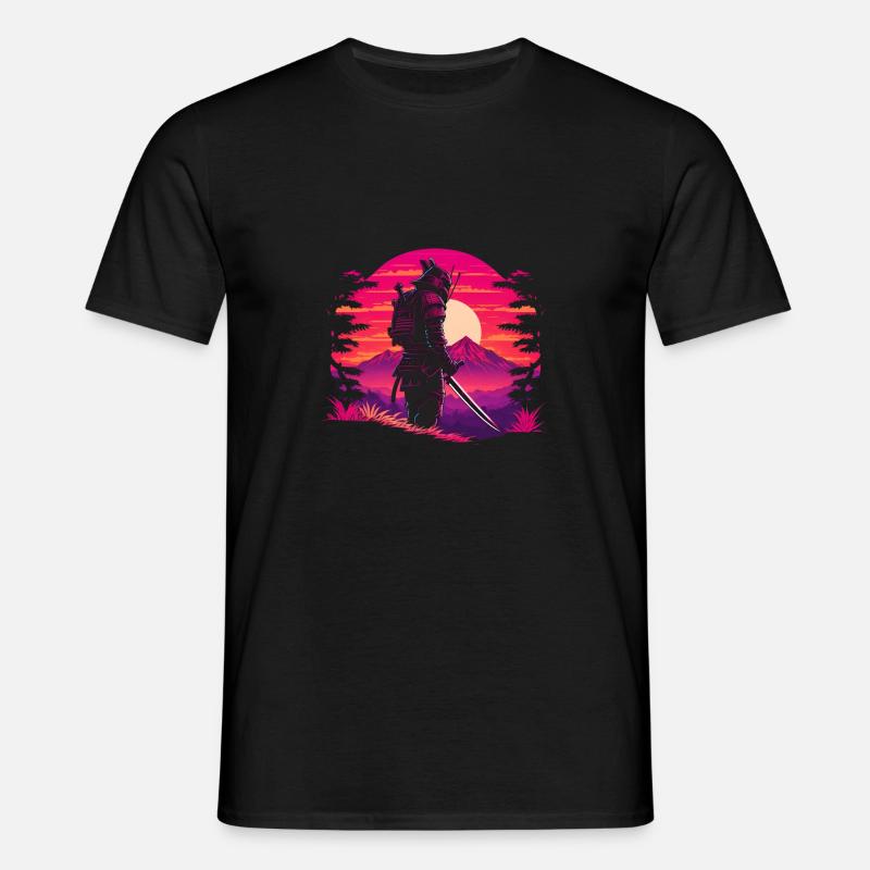 Synthwave Sci-Fi Samurai - Men's T-Shirt - black