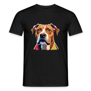Chien American Staffordshire Terrier - T-shirt homme - noir - Devant - AI Model Male 178 light (178cm)