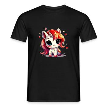 Unicorn and hearts - Fantasy Love - Men's T-Shirt - black - Front - AI Model Male 178 light (178cm)