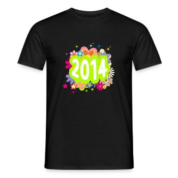 Jahr 2014 Jubiläum Groovy blumig - Männer T-Shirt - Schwarz - Vorne - AI Model Male 178 light (178cm)
