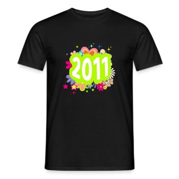 Jahr 2011 Jubiläum Groovy Floral - Männer T-Shirt - Schwarz - Vorne - AI Model Male 178 light (178cm)