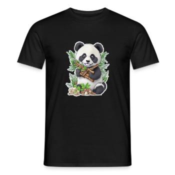 Panda Bär ißt Bambus - Männer T-Shirt - Schwarz - Vorne - AI Model Male 178 light (178cm)