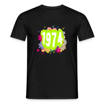 Jahr 1974 Jubiläum Floral Groovy - Männer T-Shirt - Schwarz - Vorne - AI Model Male 178 light (178cm)
