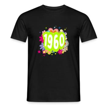 Year 1960 anniversary Floral Groovy - Men's T-Shirt - black - Front - AI Model Male 178 light (178cm)