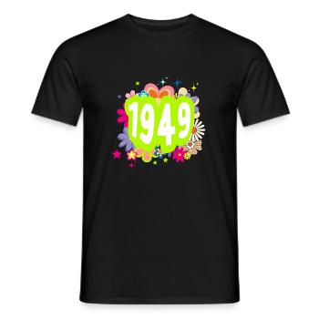 Année 1949 anniversaire Groovy floral - T-shirt homme - noir - Devant - AI Model Male 178 light (178cm)