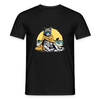 Koki, die Pascha-Katze - Männer T-Shirt - Schwarz - Vorne - AI Model Male 178 light (178cm)