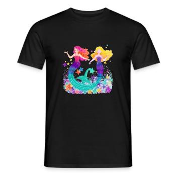 Lini und Lina, die Meerjungfrauen - Männer T-Shirt - Schwarz - Vorne - AI Model Male 178 light (178cm)