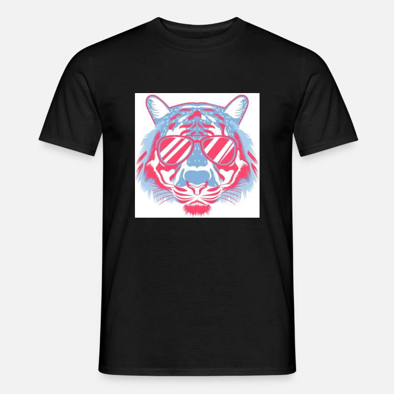Tiger mit Sonnenbrille - Männer T-Shirt - Schwarz