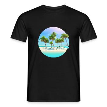 Summer holiday island sun palm tree beach palm trees - Men's T-Shirt - black - Front - AI Model Male 178 light (178cm)