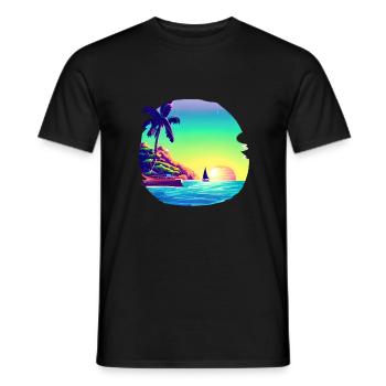 Summer Holiday Sun Palm Beach Palm Island - Men's T-Shirt - black - Front - AI Model Male 178 light (178cm)